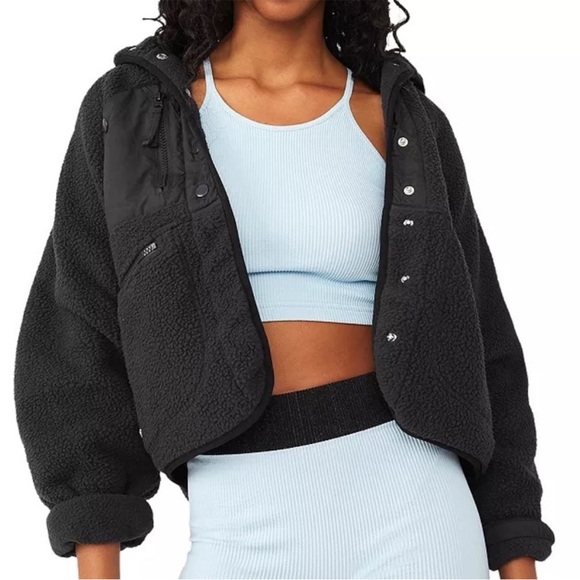 Free People X Free People Movement Hit The Slopes Black Fleece Jacket Size Small - Picture 7 of 14